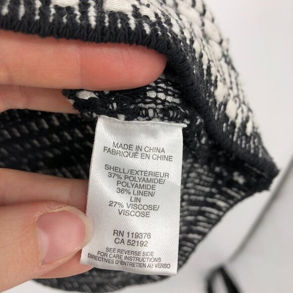 Helmut Lang Black + White knit mixed print linen blend bodycon mini dress SP - Picture 9 of 16